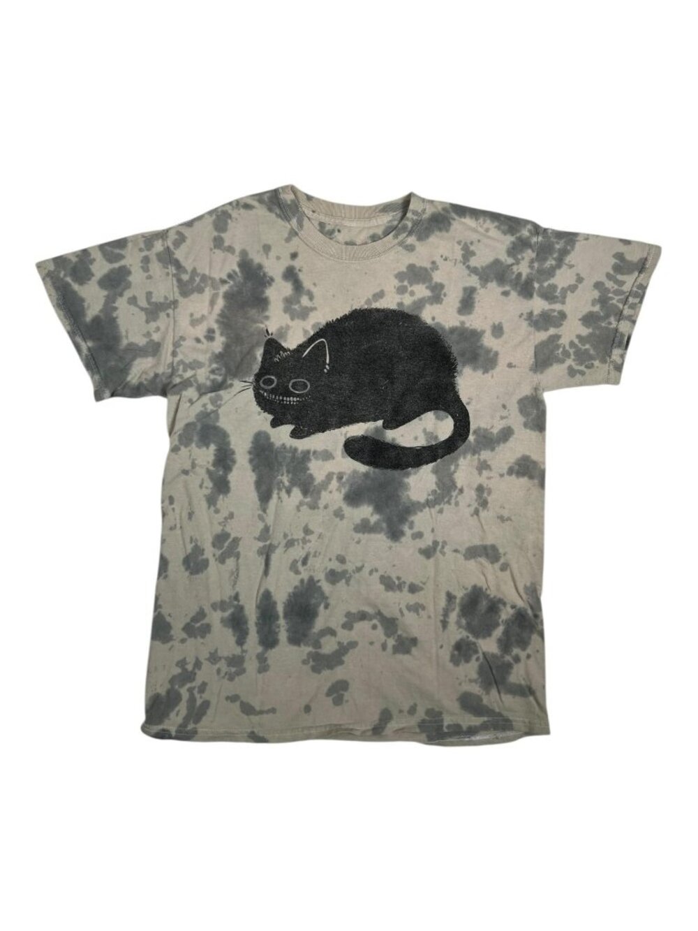 Stephanie Bayles Cat Tie Dye Graphic T-Shirt Size Medium Beige Guild Of Calamity